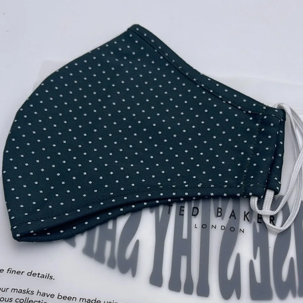 Ted Baker London Polka Dot Face Mask - Green LONDON Reversible Reusable NWT